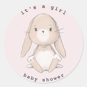 baby bunny baby shower classic round sticker