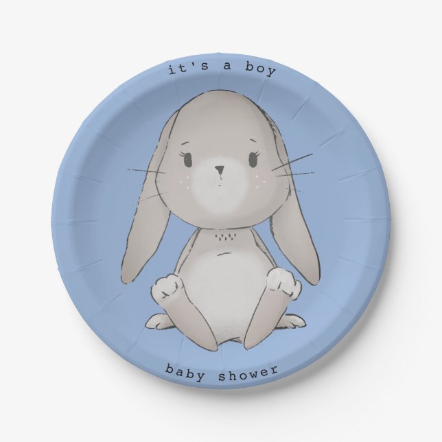 baby bunny baby shower paper plates (Front)
