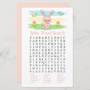 Baby bunny Baby Shower Word Search Game
