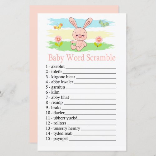 Baby bunny Baby word scramble game