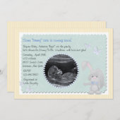 Baby Bunny Blue Photo Baby Shower Invitation (Front/Back)