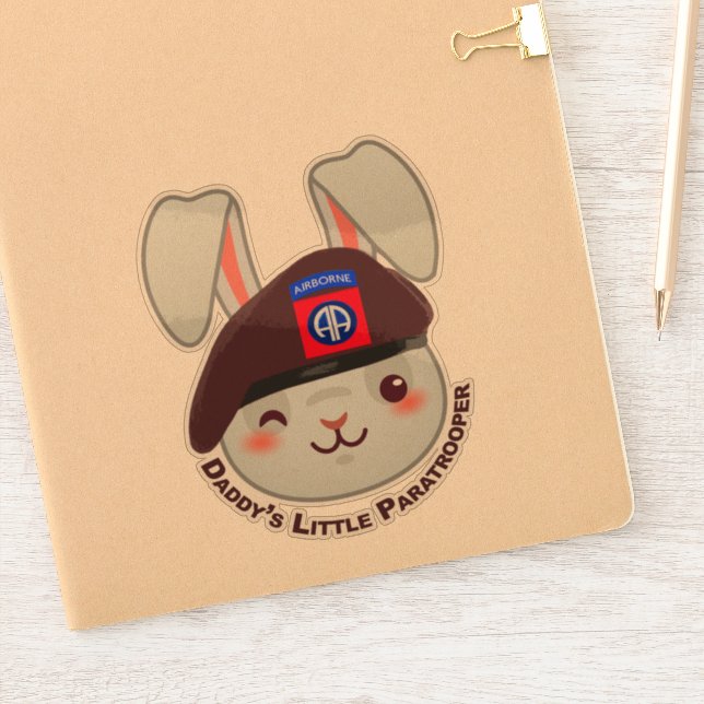 Baby Bunny “Daddy’s Little Paratrooper” Sticker (Notebook)