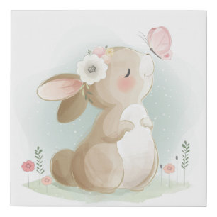 Baby bunny faux canvas print