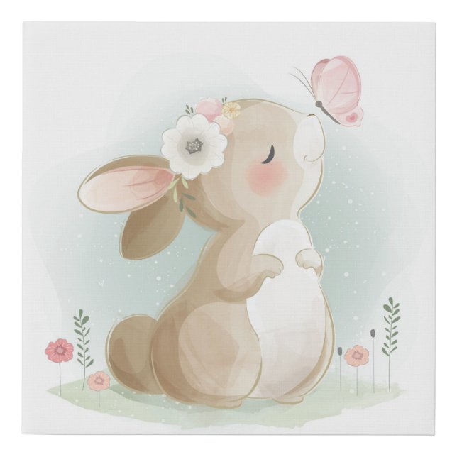 Baby bunny faux canvas print (Front)