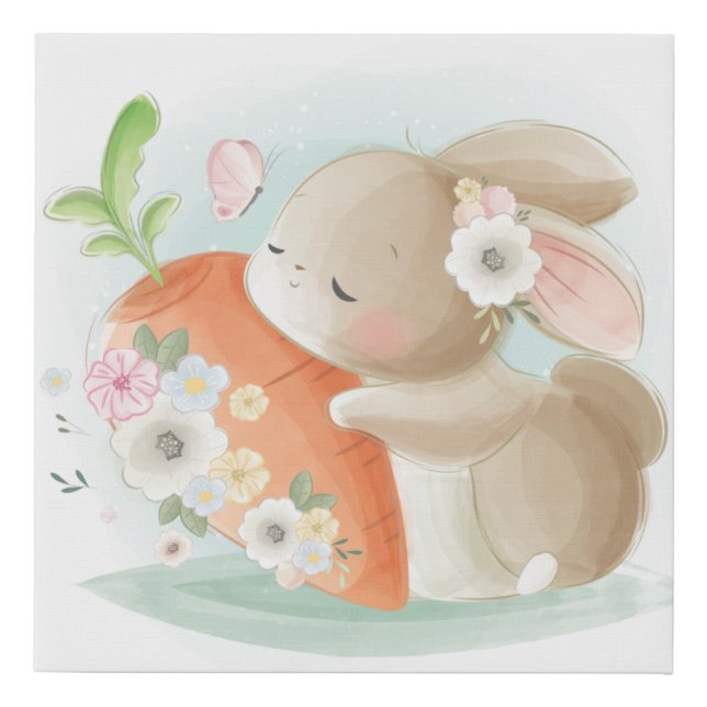 Baby bunny faux canvas print (Front)