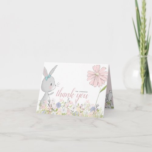 baby bunny floral baby shower thank you card
