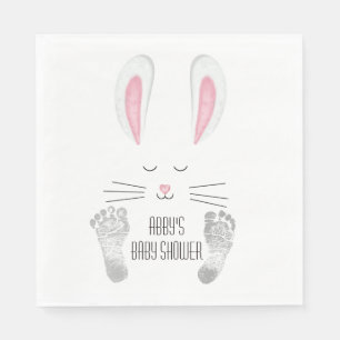Baby Bunny Footprints Baby Shower Napkins