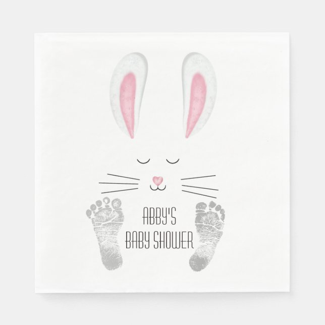 Baby Bunny Footprints Baby Shower Napkins (Front)