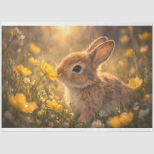 Baby Bunny in Buttercups Spring Decoupage Paper,  Tissue Paper