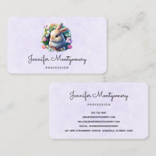 Baby Bunny in Colorful Spring Flowers Business Card