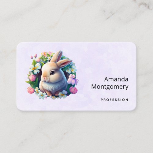 Baby Bunny in Colorful Spring Flowers Business Card
