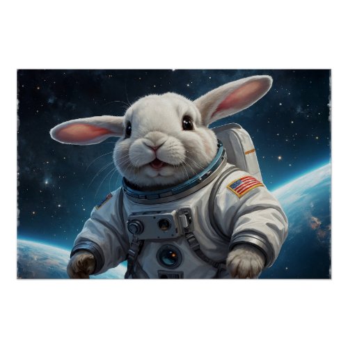 Baby Bunny in Space Poster