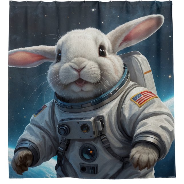 Baby Bunny in Space Shower Curtain (Front)