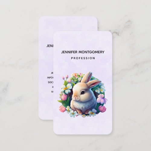 Baby Bunny in Spring Flowers Business Card
