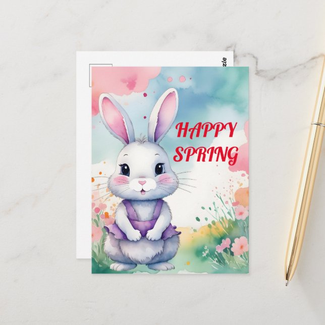 Baby Bunny in Spring  Postcard (Front/Back In Situ)
