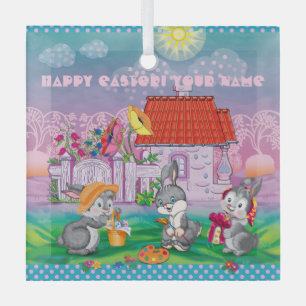 Baby Bunny little Glass Ornament