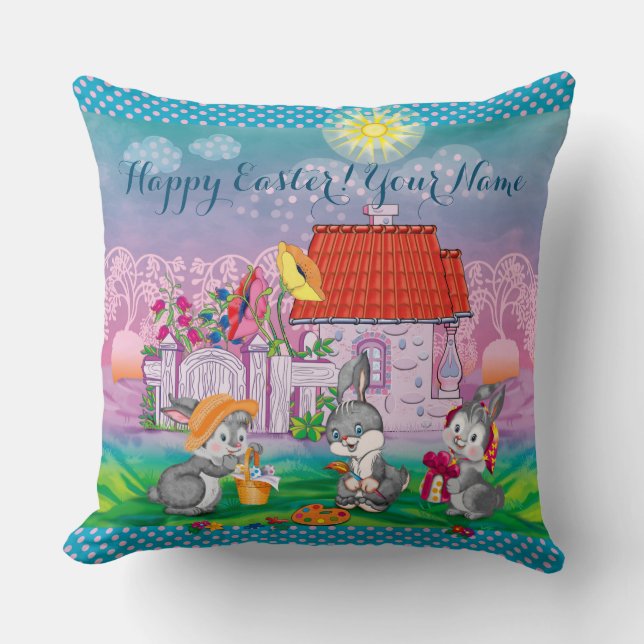 Baby Bunny little Throw Pillow (Front)