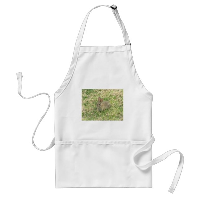 Baby Bunny Munching Adult Apron (Front)