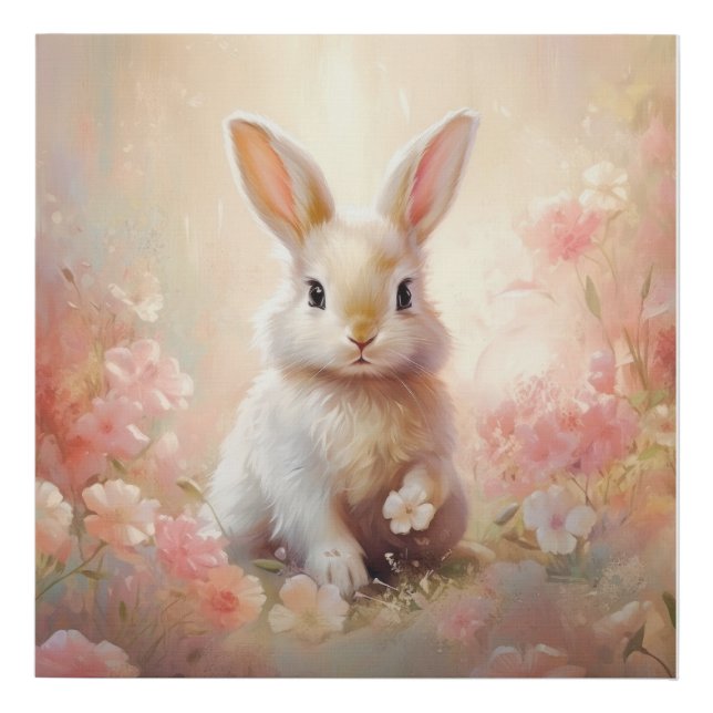 Baby Bunny Nursery Faux Canvas Print (Front)