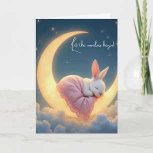 Baby Bunny On a Crescent Moon Card
