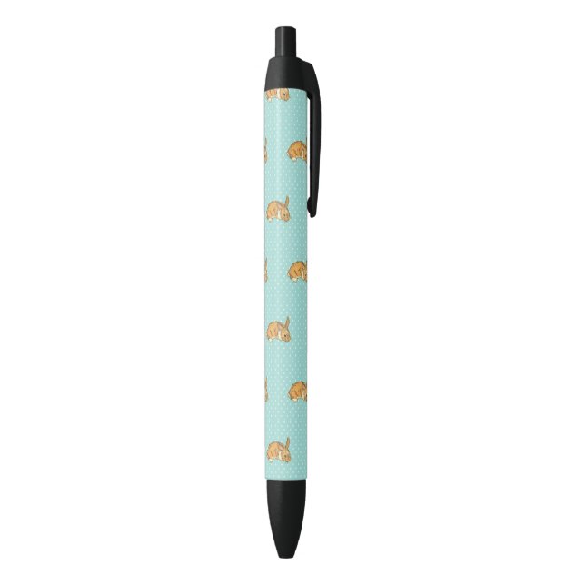 baby bunny on teal polka dot background pen (Bottom (Vertical))