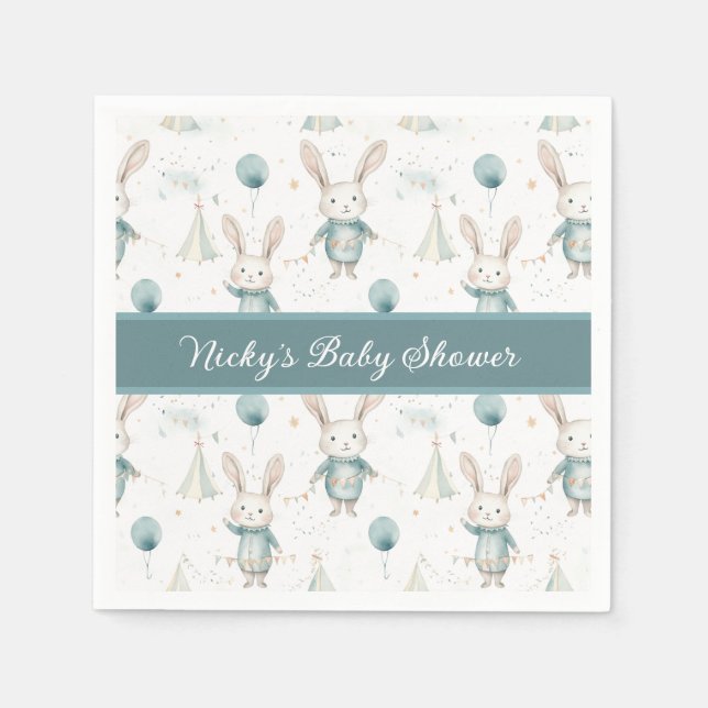 Baby Bunny Personalized Baby Shower Napkins (Front)