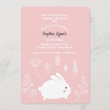 Baby Bunny Pink And White Invitation by PixiePrints at Zazzle