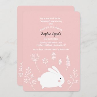 Baby Bunny Pink and White Invitation | Zazzle