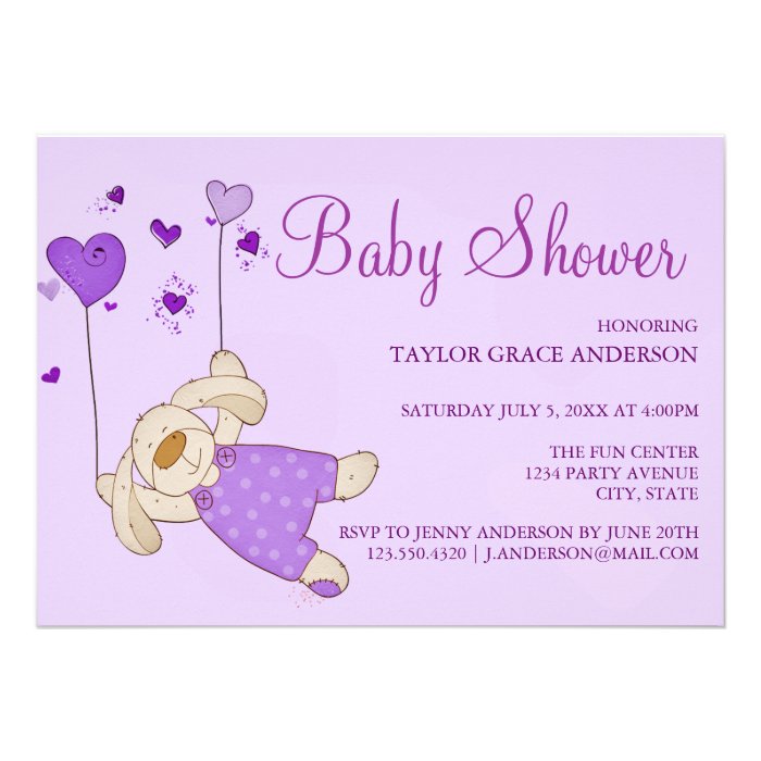 Baby Bunny Purple Design Baby Shower Invitation