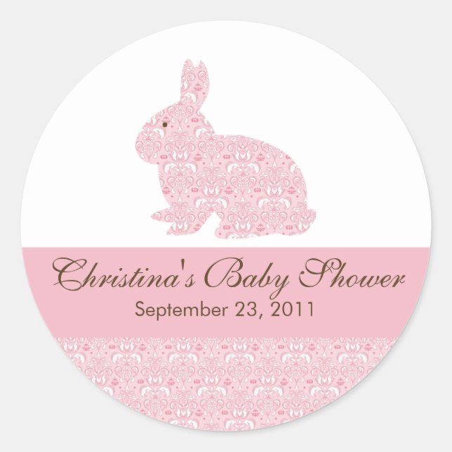 Baby Bunny Rabbit Baby Shower Sticker (Front)