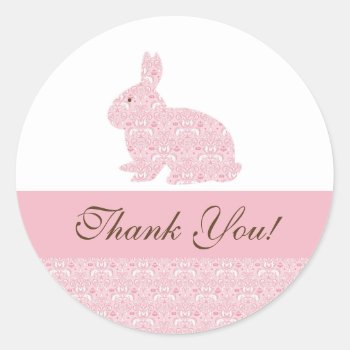 Baby Bunny Rabbit Baby Shower Sticker Thank You by celebrateitinvites at Zazzle