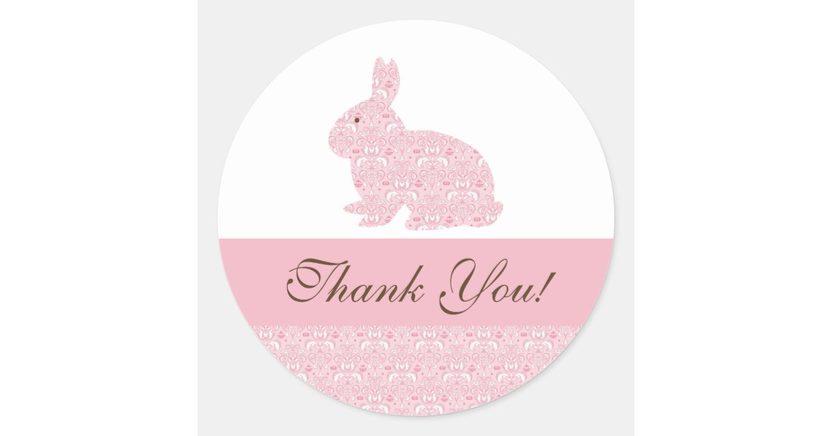 Baby Bunny Rabbit Baby Shower Sticker Thank You | Zazzle