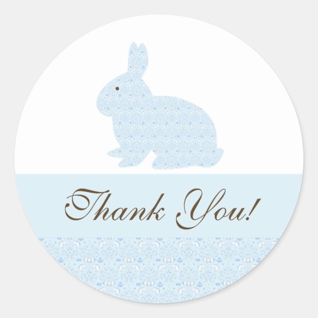 Baby Bunny Rabbit Baby Shower Sticker Thank You (Front)