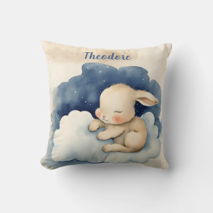 Baby Bunny Rabbit Boys Personalized Throw Pillow