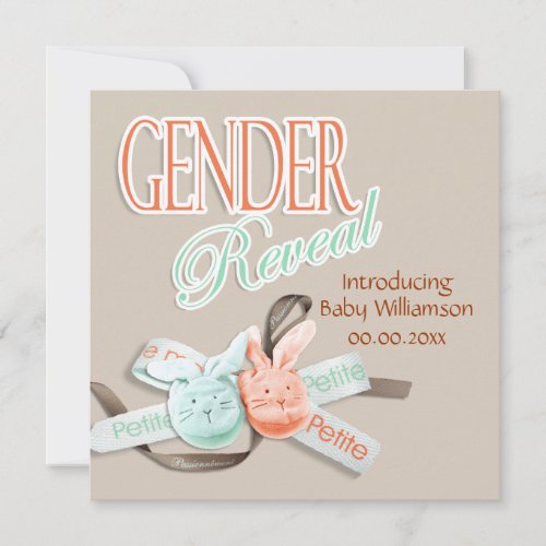 Baby bunny rabbit gender reveal invitation