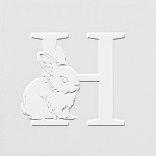 Baby Bunny Rabbit Over Single Bold Init Monogram Embosser