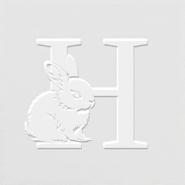 Baby Bunny Rabbit Over Single Bold Init Monogram Embosser (Design)