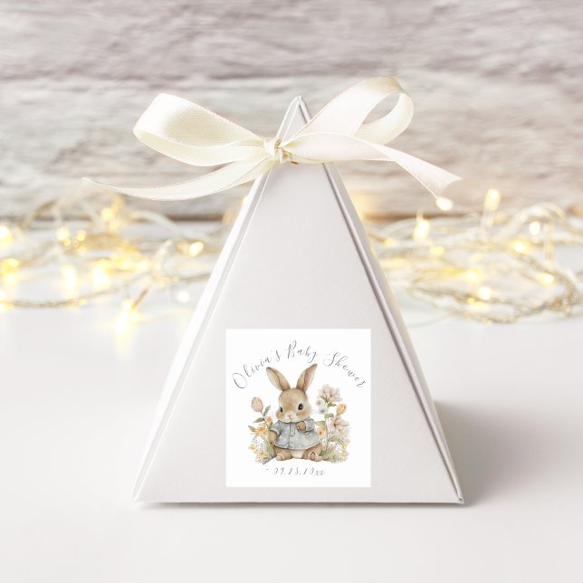 Baby Bunny Rabbit Personalized Square Sticker (Creator Uploaded)