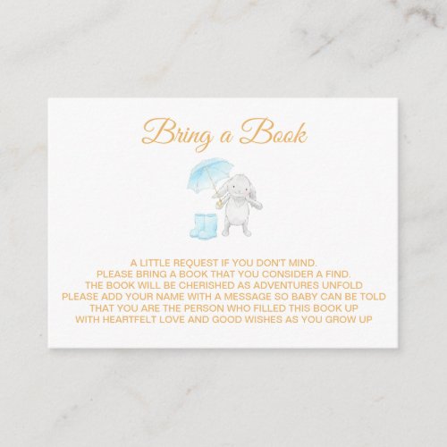 *~* Baby Bunny Rabbit Umbrella Boots Bring a Book Enclosure Card