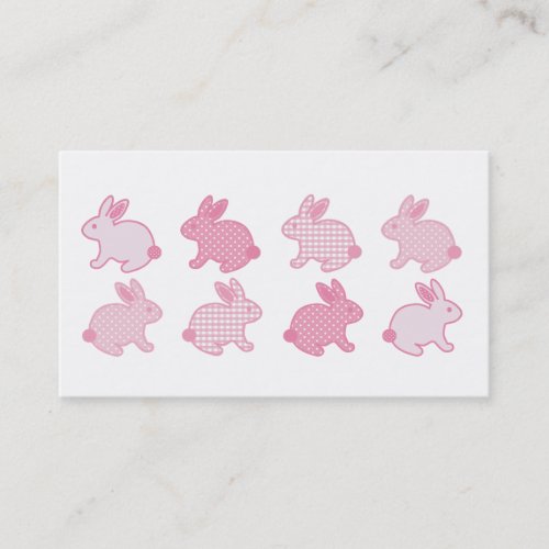 Baby Bunny Rabbits Polka Dots Check Pastel Pink Business Card