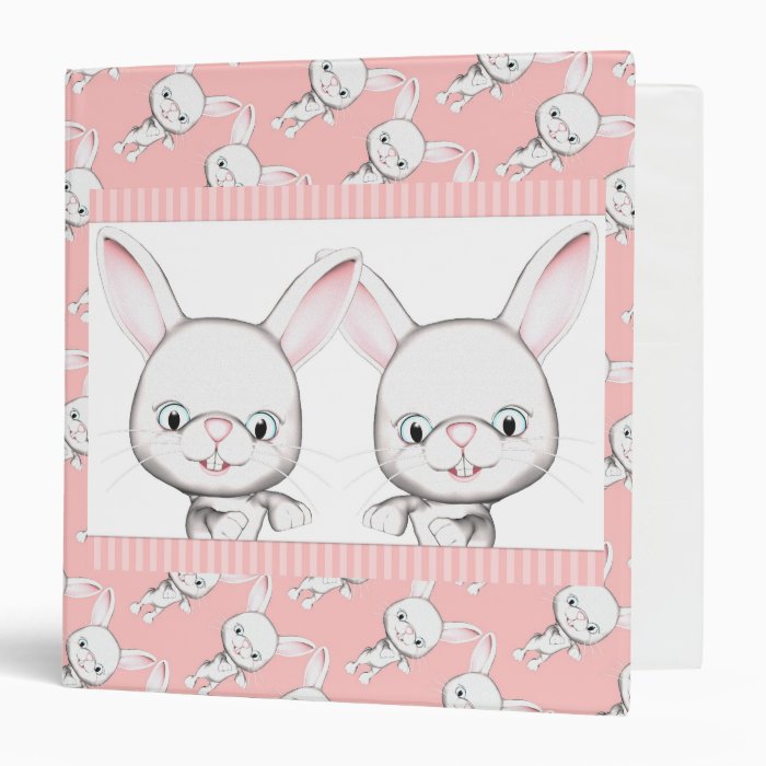 Baby Bunny Twins Pink Binder