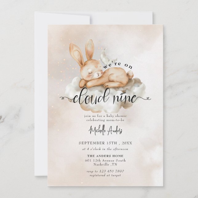 Baby Bunny | Watercolor Baby Shower Invitations (Front)