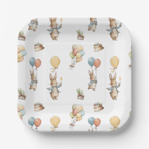 Baby Bunny with Balloons Paper Plates