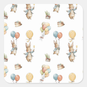 Baby Bunny with Balloons Square Sticker