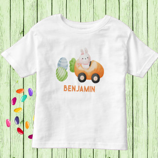 Baby Bunny with Easter Eggs Personalized Toddler T-shirt