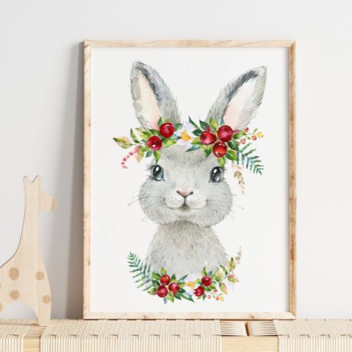 Baby Bunny Woodland Animal Nursery  Wall Print