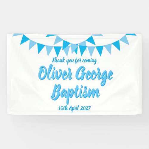Baby Bunting Blue Baptism Christening Favor Banner