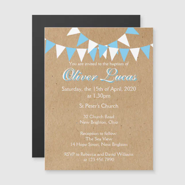 Baby Bunting Blue Baptism Christening Invitation Zazzle