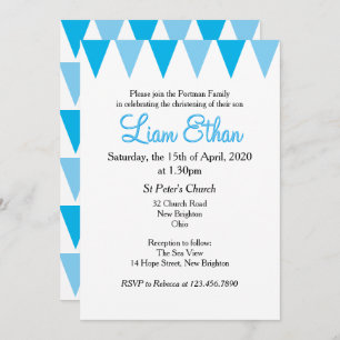 Baby Bunting Blue Baptism Christening Invitation