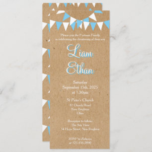 Baby Bunting Blue Baptism Christening Invitation